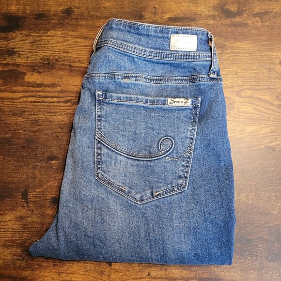 Seven7 Jeans Size 12 High Rise Legging Raw Step Hem Tummy Control Ripped - Picture 3 of 12